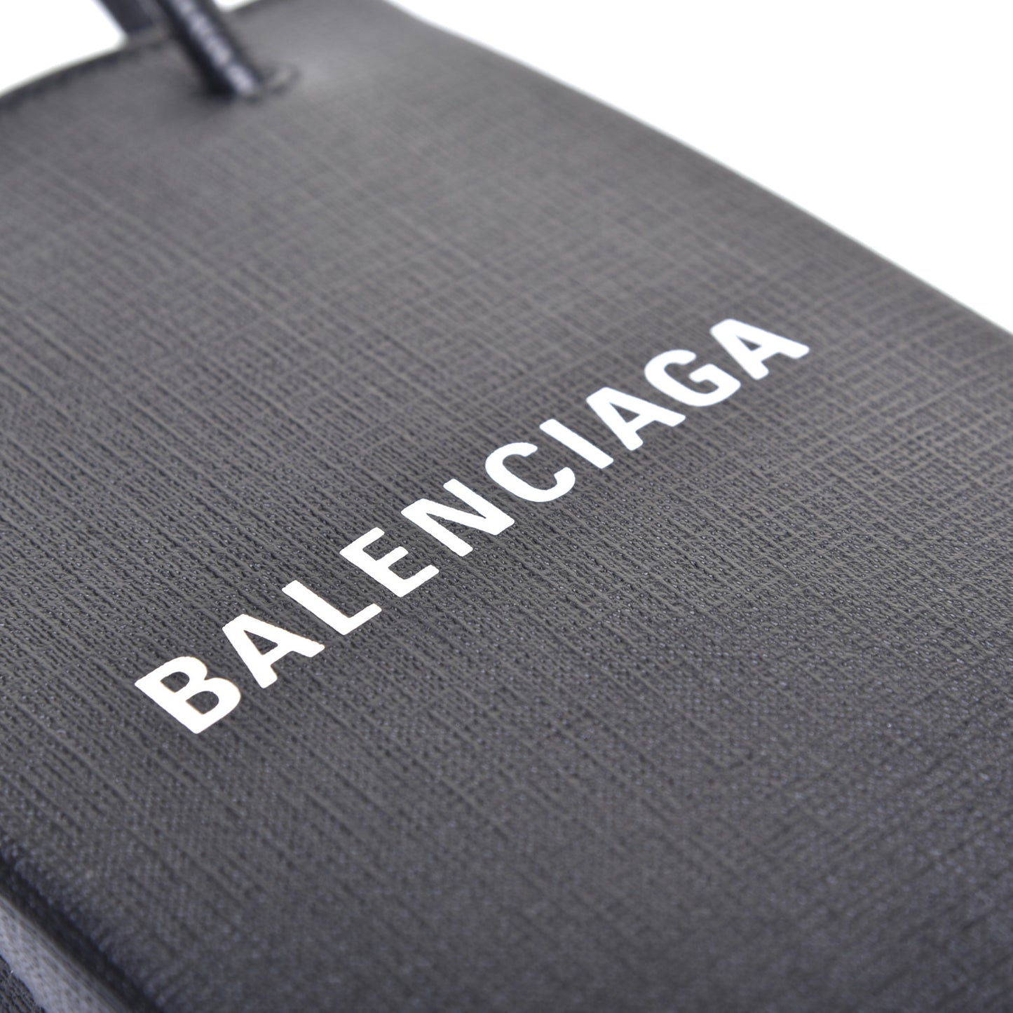 Squared Calfskin Logo Shopping Phone Holder Bag Black