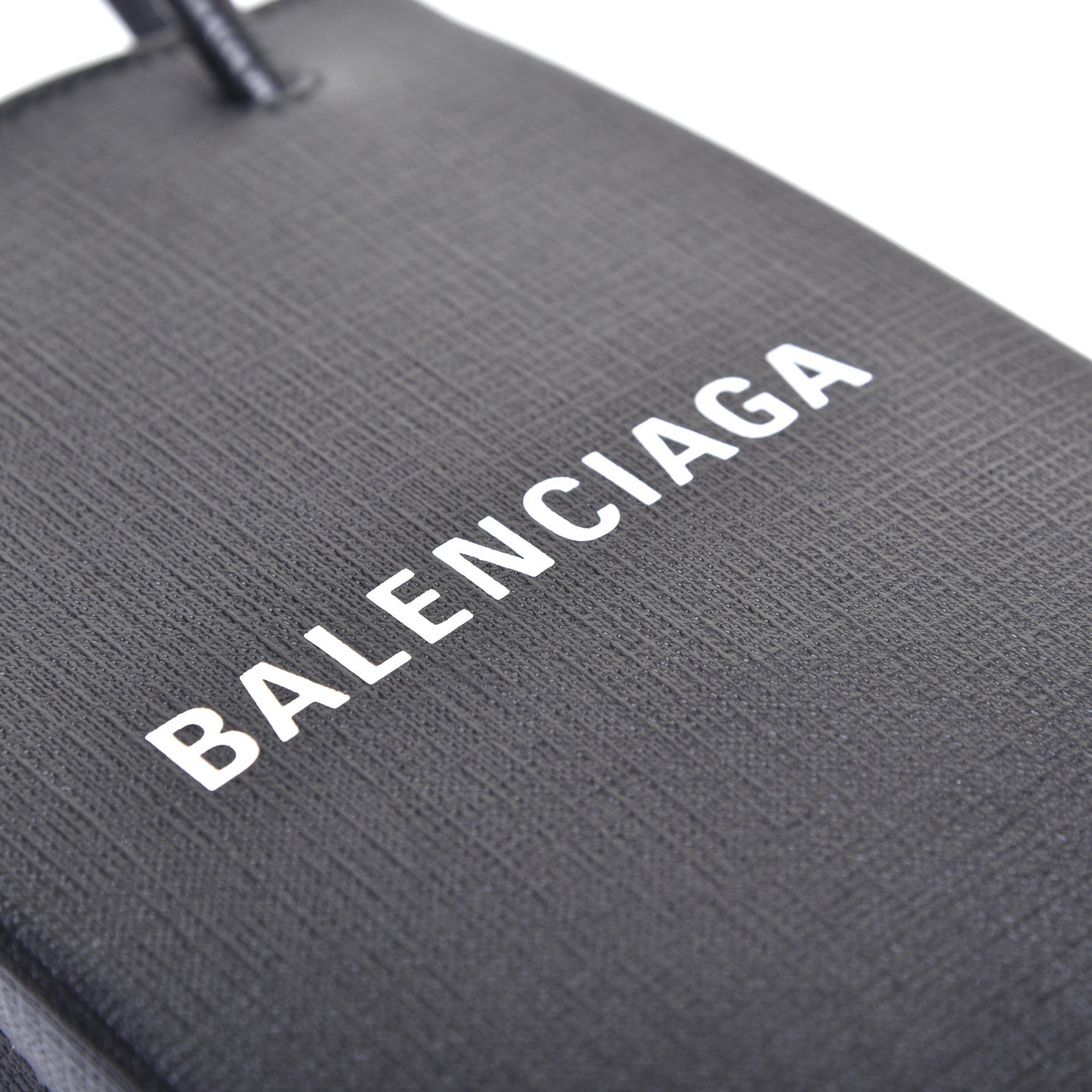 Balenciaga Squared Calfskin Logo Shopping Phone Holder Bag Black 10 of 11