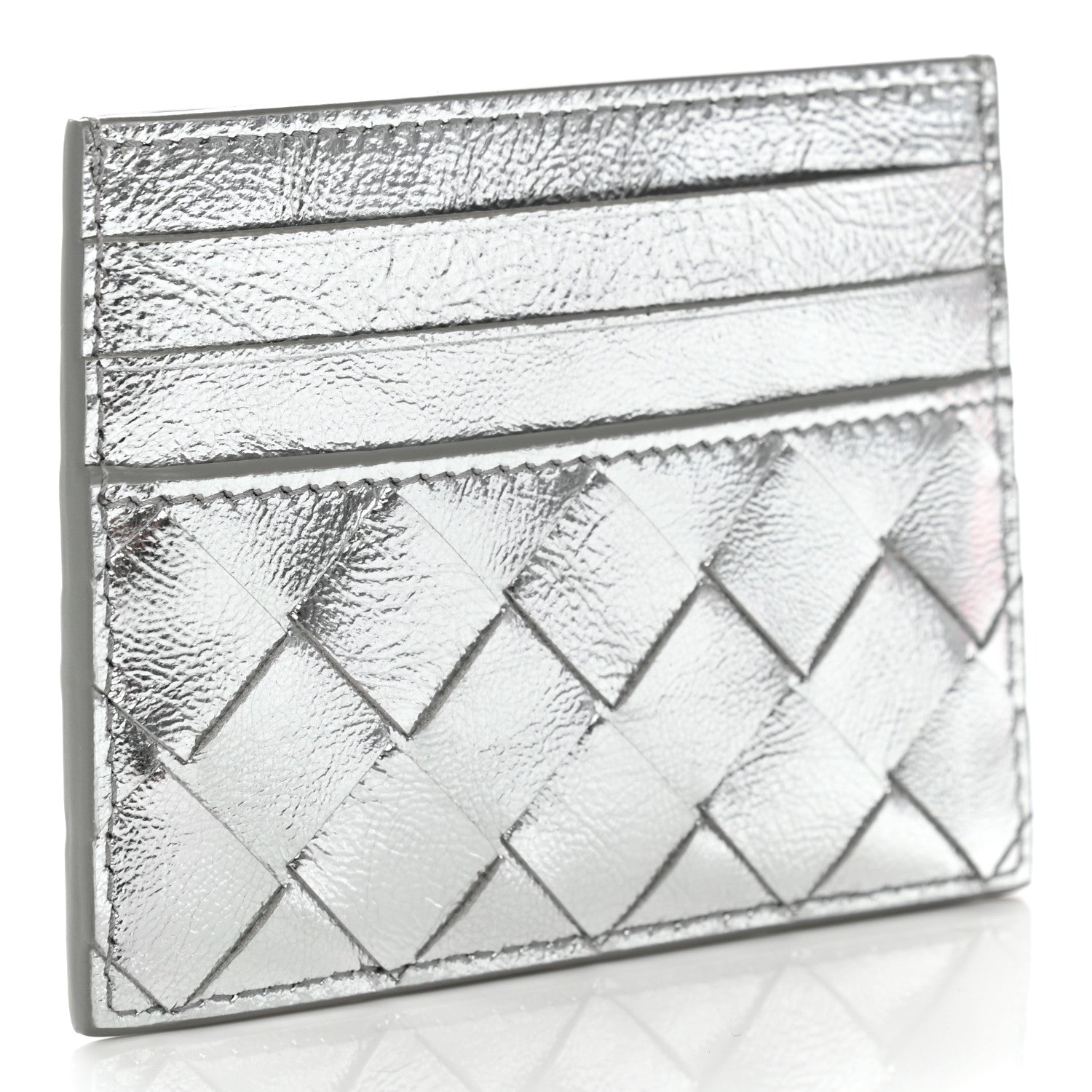 Bottega Veneta Metallic Nappa Intrecciato Card Holder Silver 3 of 8