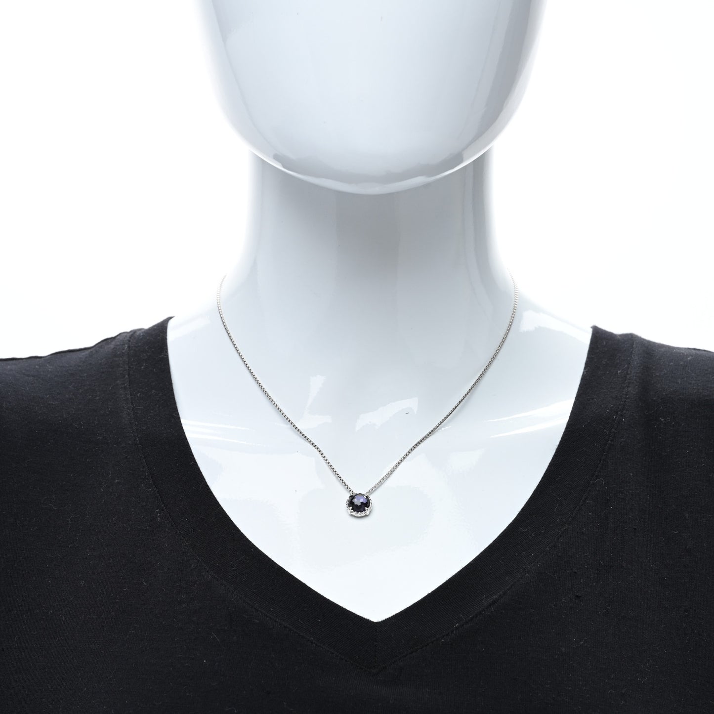 Sterling Silver Black Orchid 8mm Petite Chatelaine Pendant Necklace