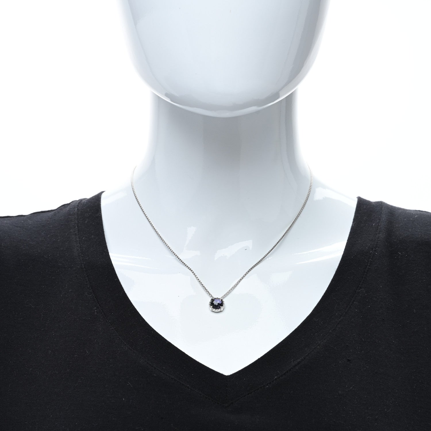David Yurman Sterling Silver Black Orchid 8mm Petite Chatelaine Pendant Necklace 3 of 4