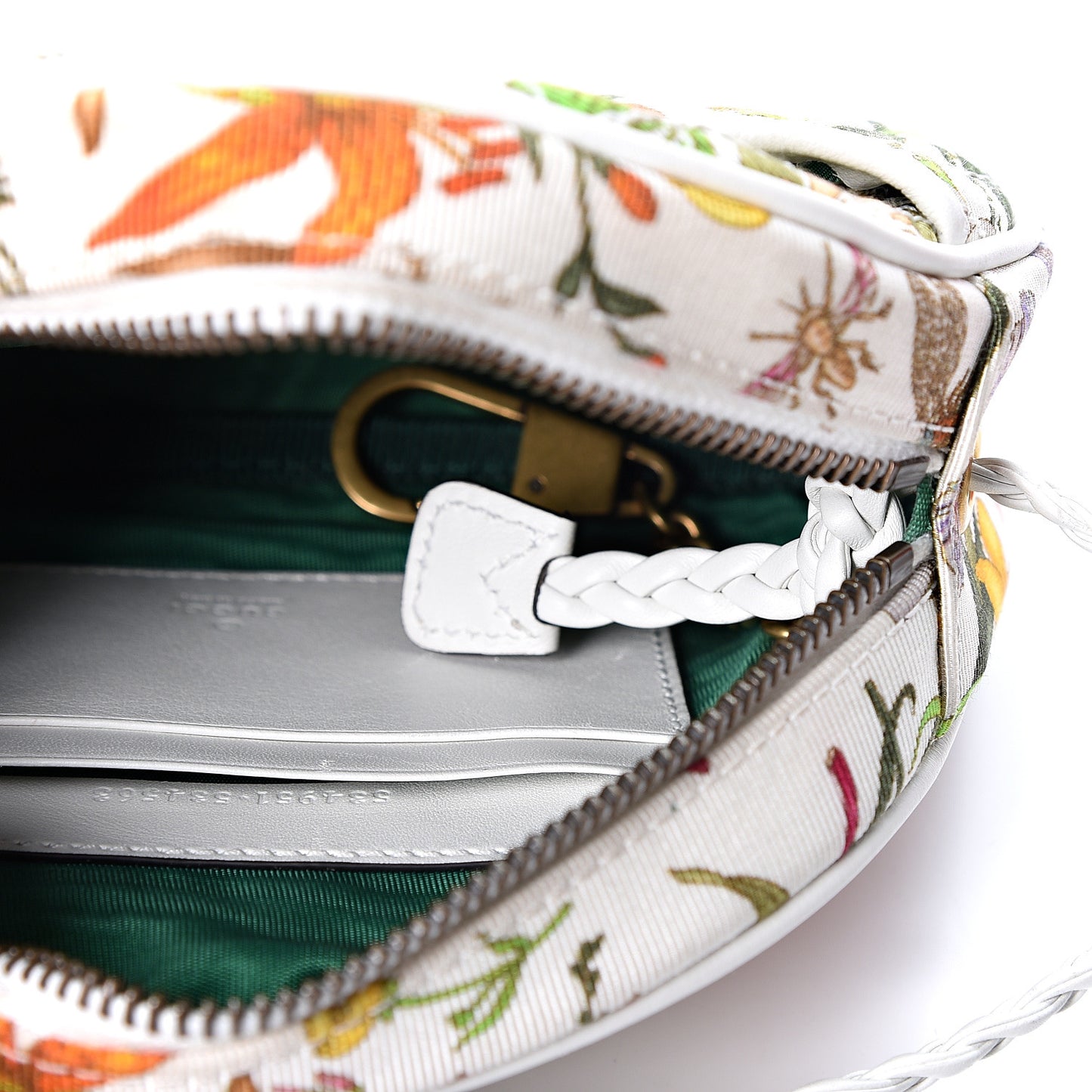 Canvas Flora Floral Trapuntata Mini Zumi Dome Shoulder Bag White