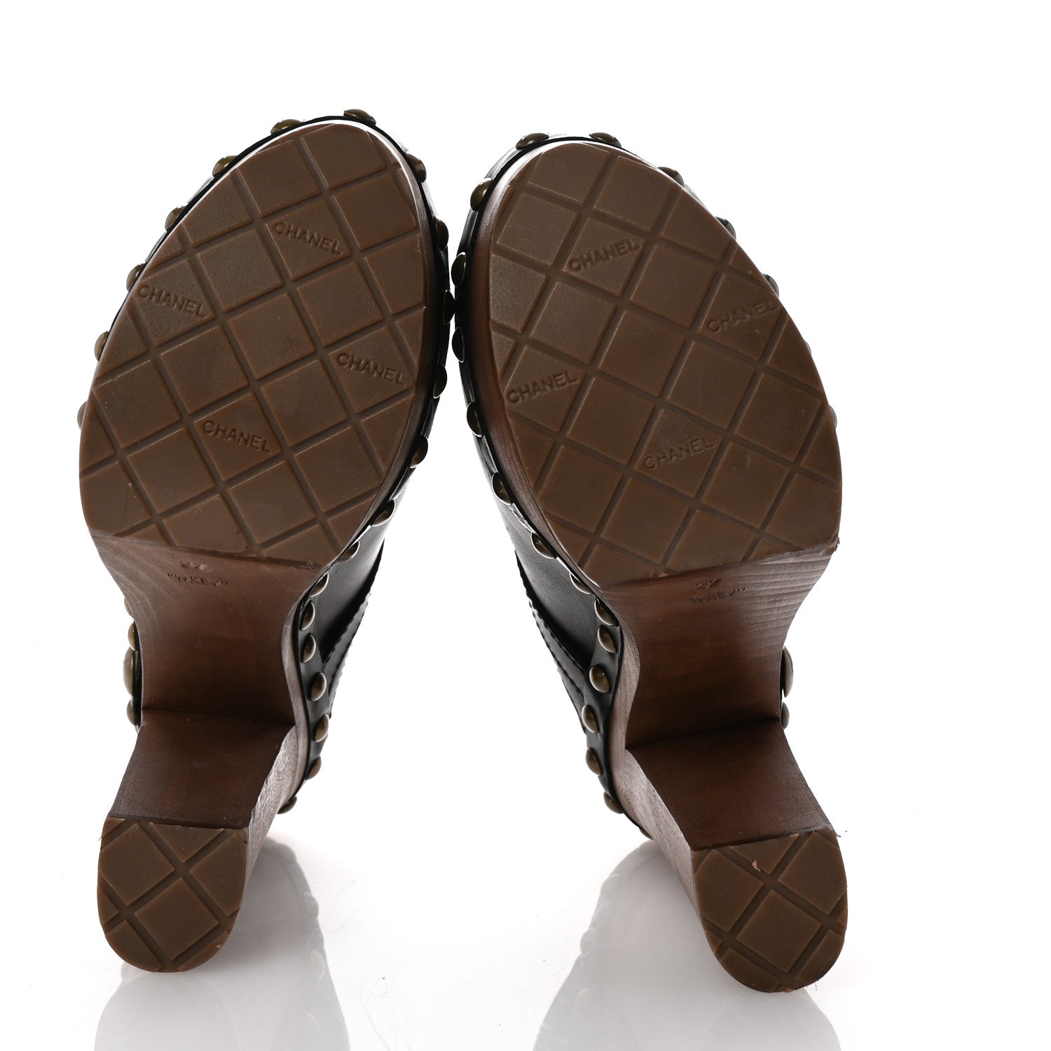 Chanel Lambskin Studded Clogs 37 Black 6 of 10