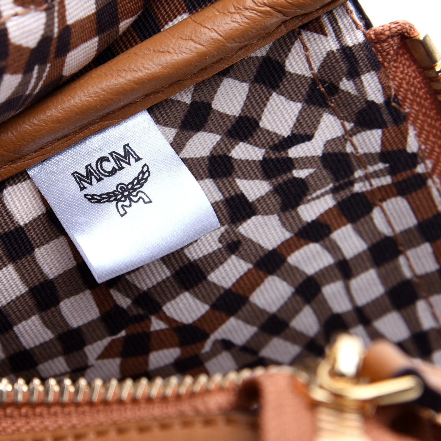 MCM Visetos Liz Shopper Tote Pouch Cognac 8 of 10