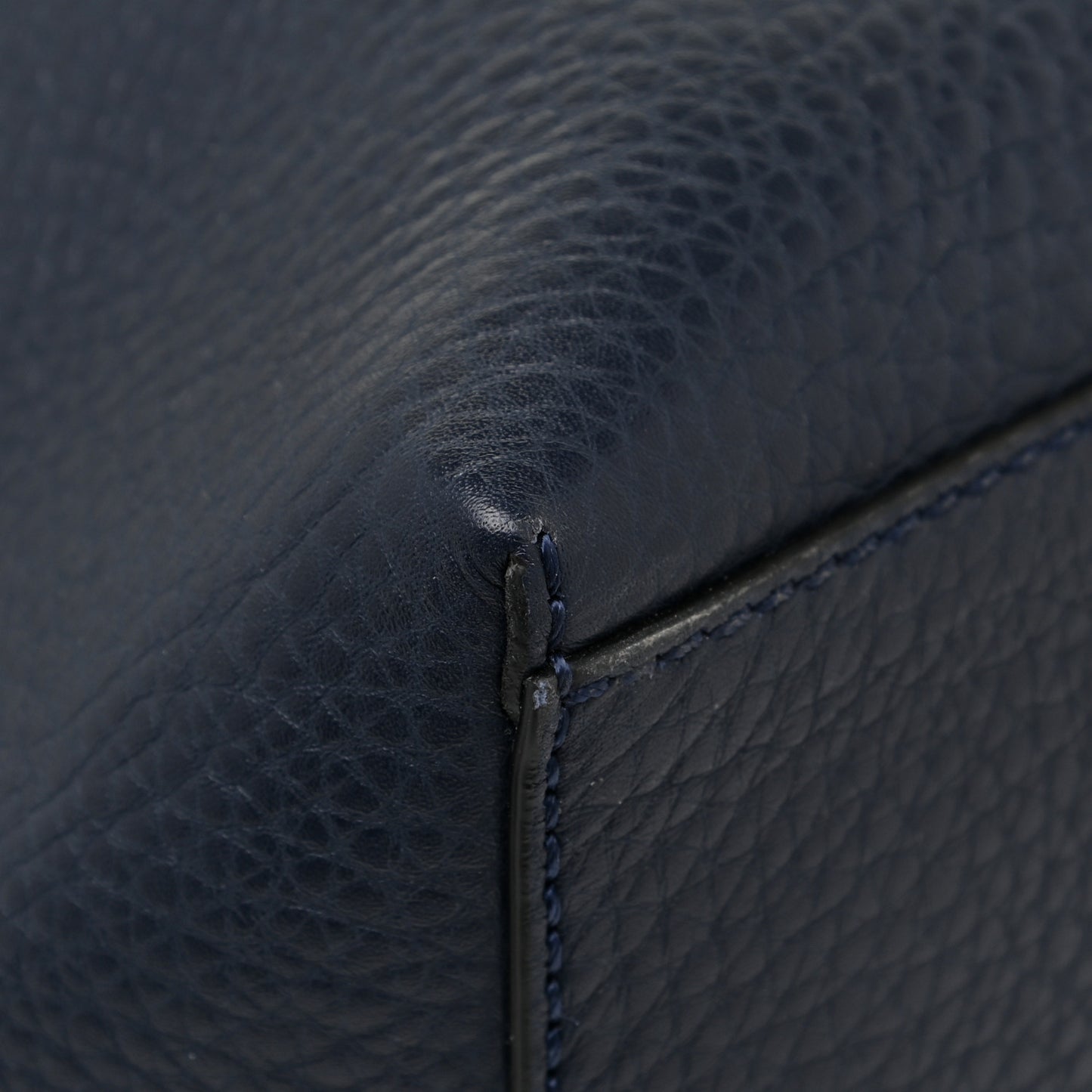 Grained Calfskin Rockstud Shoulder Tote Marine