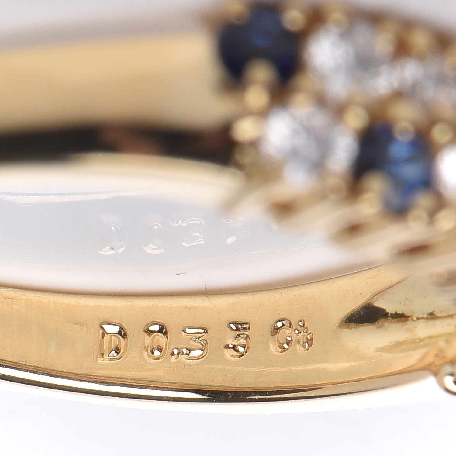 Mikimoto 18K Yellow Gold Diamond Sapphire Band Ring 48 4.5 5 of 7