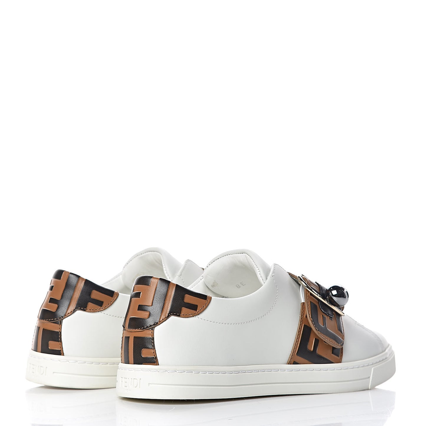 Vitello FF Embossed Pearland Slip On Sneakers 37 White Tobacco Moro