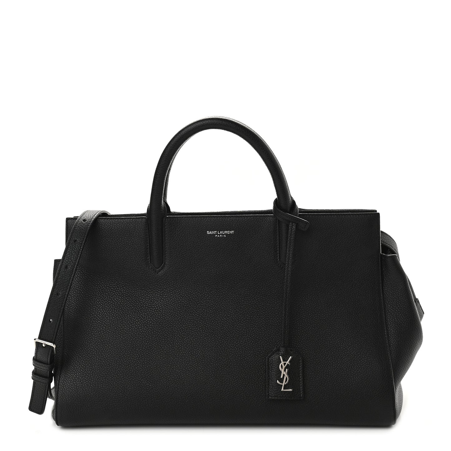Grained Calfskin Small Cabas Rive Gauche Black