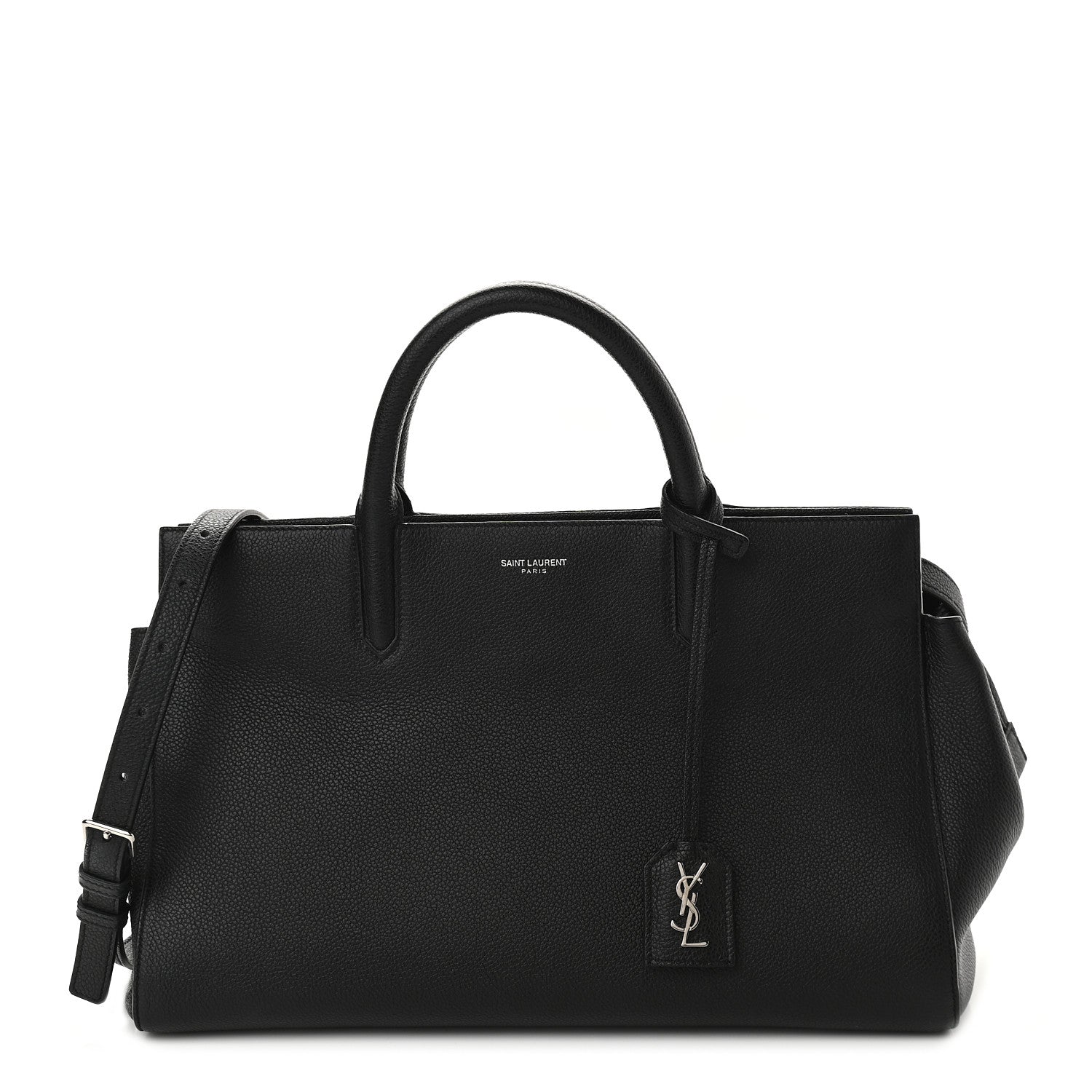 Saint Laurent Grained Calfskin Small Cabas Rive Gauche Black 1 of 9
