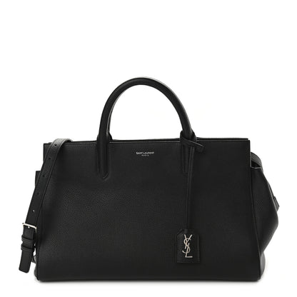 Saint Laurent Grained Calfskin Small Cabas Rive Gauche Black 1 of 9