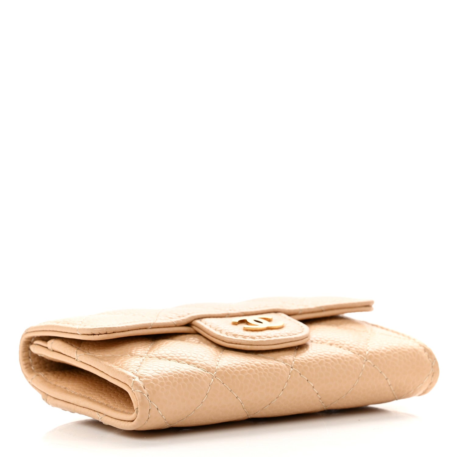 Chanel Caviar Quilted Flap Card Holder Wallet Beige 4 of 9