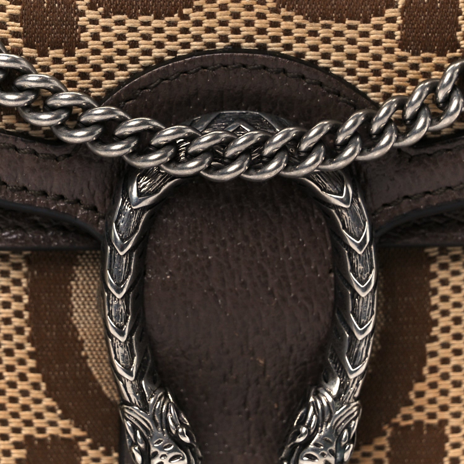 Gucci Monogram Jumbo GG Textured Dollar Calfskin Super Mini Dionysus Shoulder Bag Camel Ebony New Acero 8 of 10