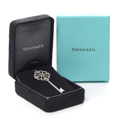 Tiffany Platinum 18K Rose Gold Diamond Enchant Primrose Key Pendant 5 of 5