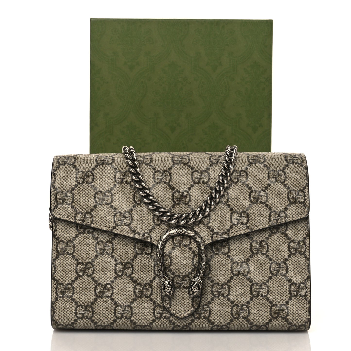 GG Supreme Monogram Mini Dionysus Chain Wallet Beige Taupe