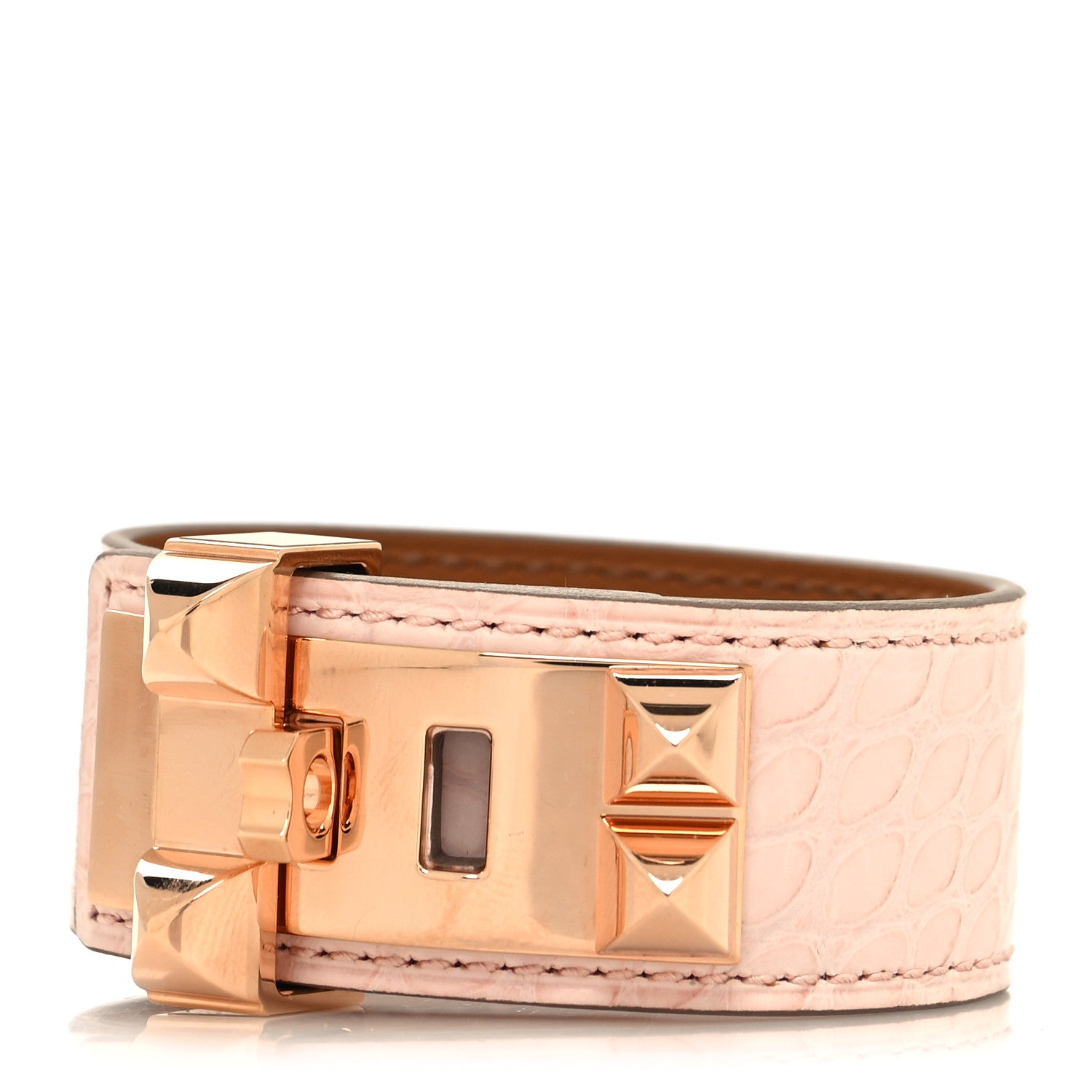Hermes Matte Alligator Collier de Chien CDC 24 Bracelet T2 Rose Pale 1 of 5