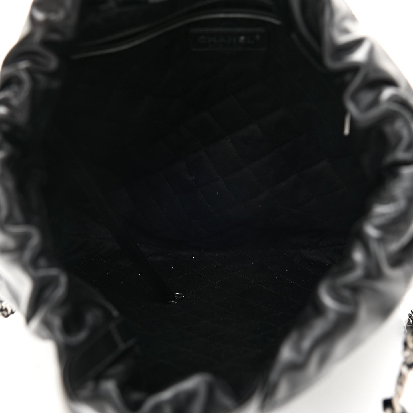 Shiny Calfskin Quilted Chanel 22 Backpack Black