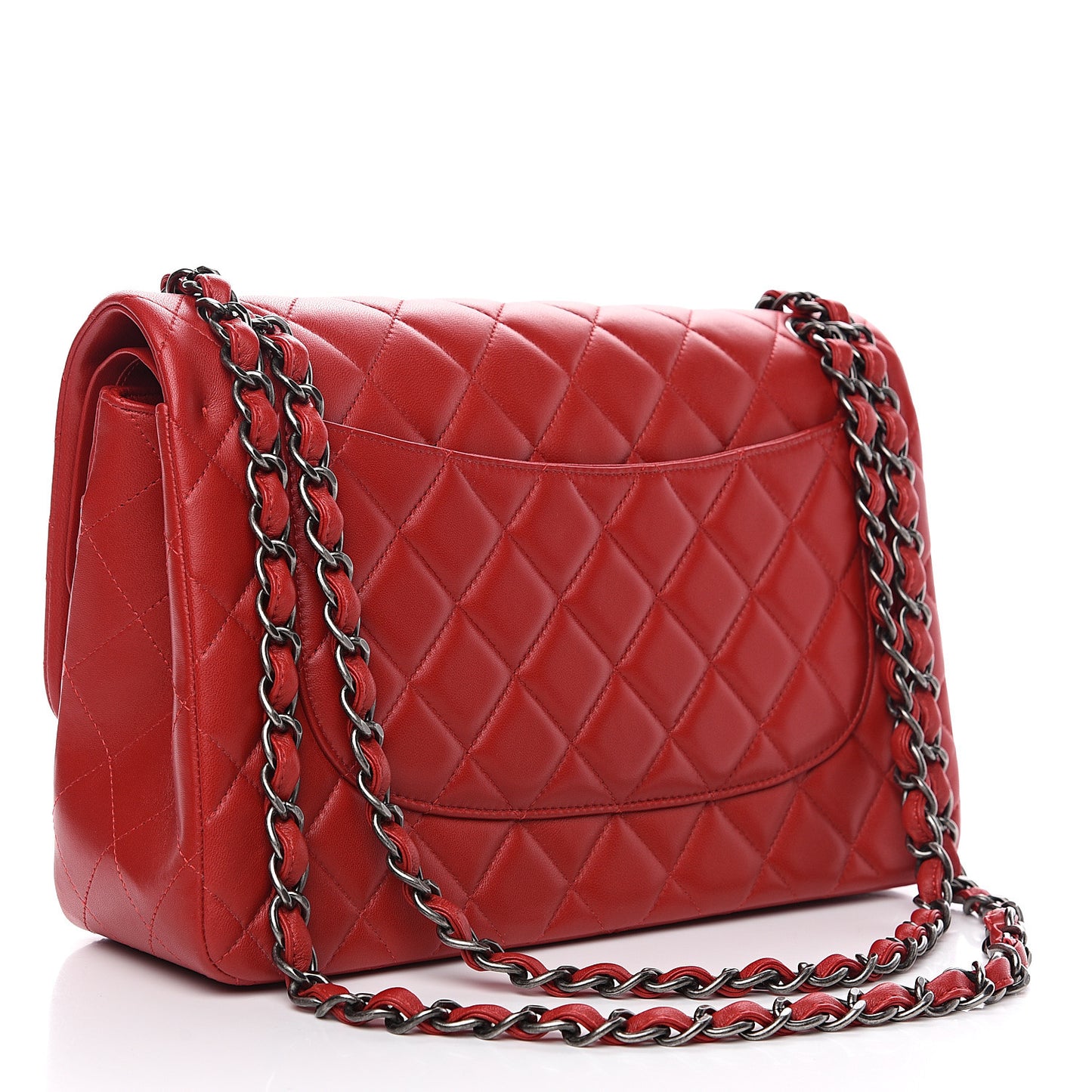 Lambskin Quilted Jumbo Double Flap Red