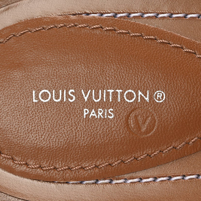 Louis Vuitton Canvas Calfskin Lock It Flat Mules 39 8 of 9