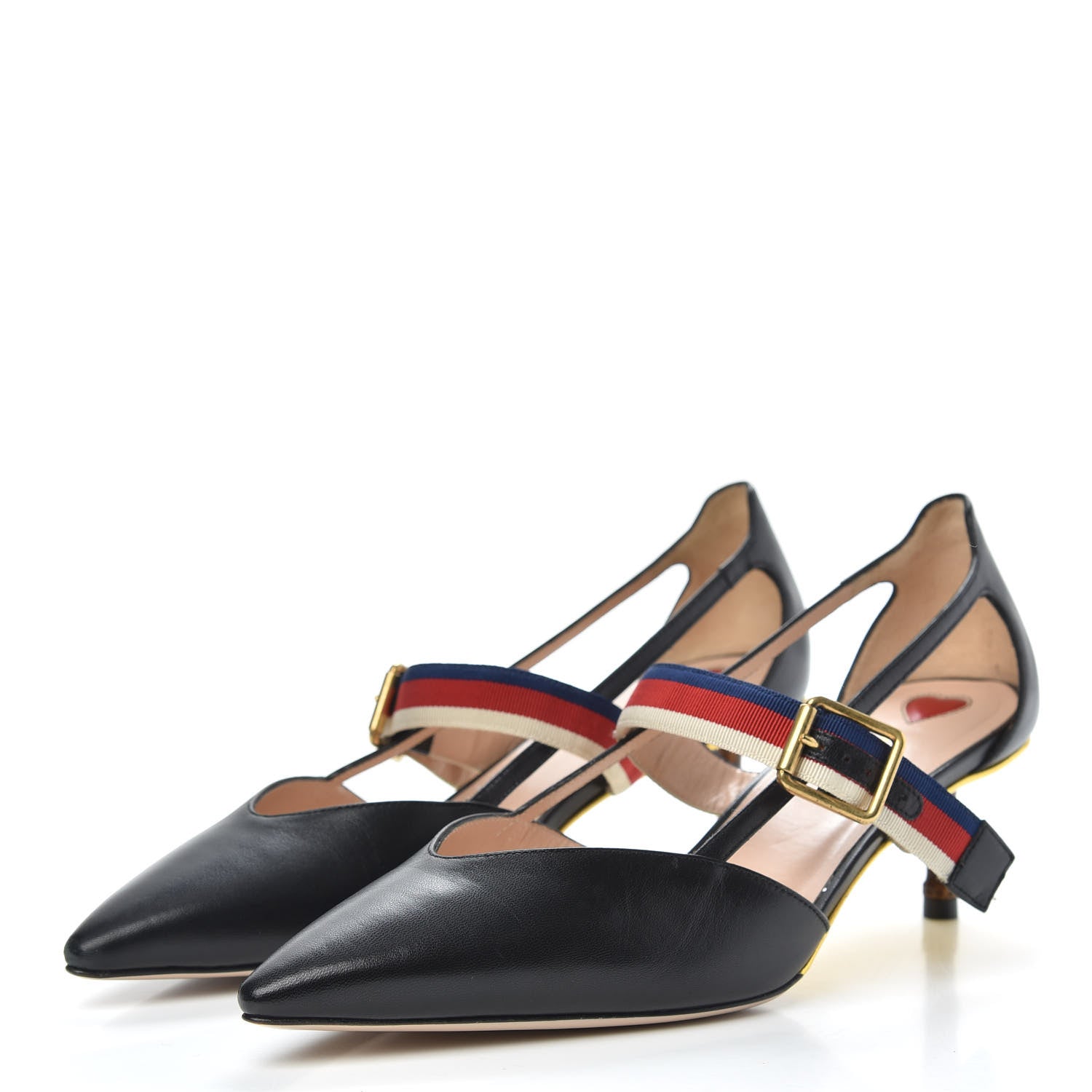 Gucci Malaga Kid Grosgrain Sylvie Web Bamboo Low Heel Pumps 40 Black 3 of 9