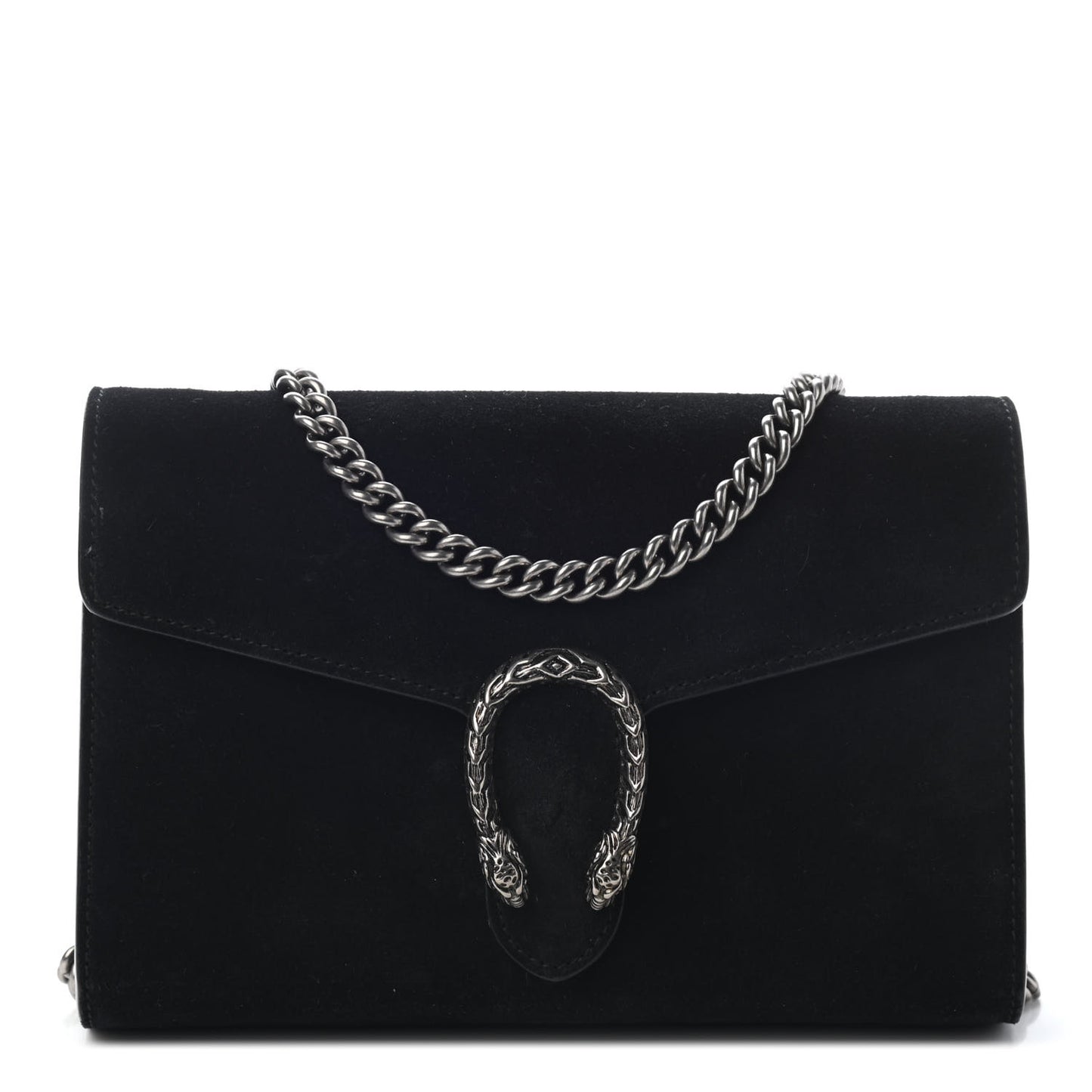 Suede Mini Dionysus Chain Wallet Black