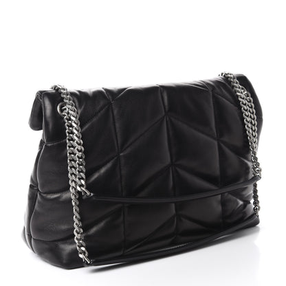 Saint Laurent Lambskin Quilted Medium Loulou Puffer Monogram Chain Satchel Black 3 of 11