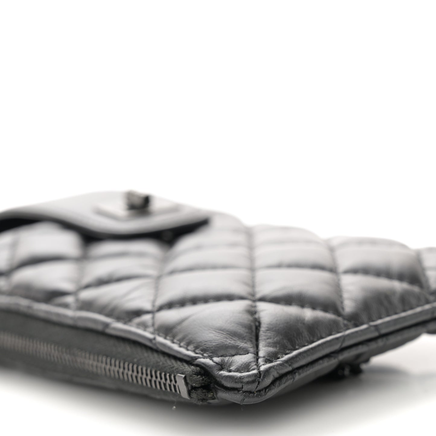 Aged Calfskin Quilted Reissue Phone Holder With Chain Bag So Black
