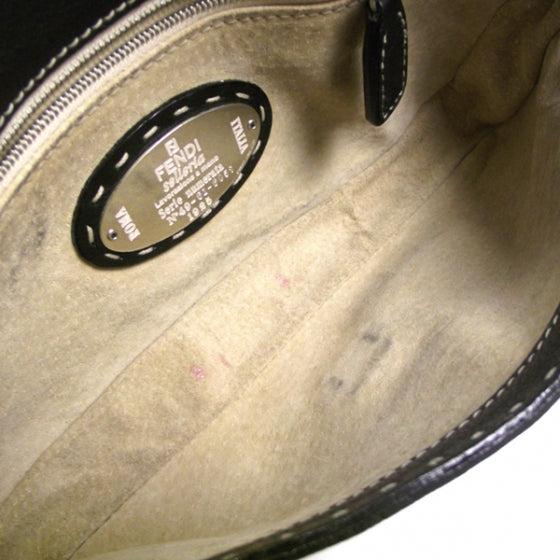 Fendi Calfskin Romano Selleria Baguette Black 10 of 10
