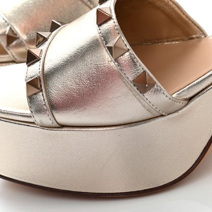 Valentino Garavani Metallic Nappa Rockstud 35/75mm Platform Sandals 39 Skin 14 of 15