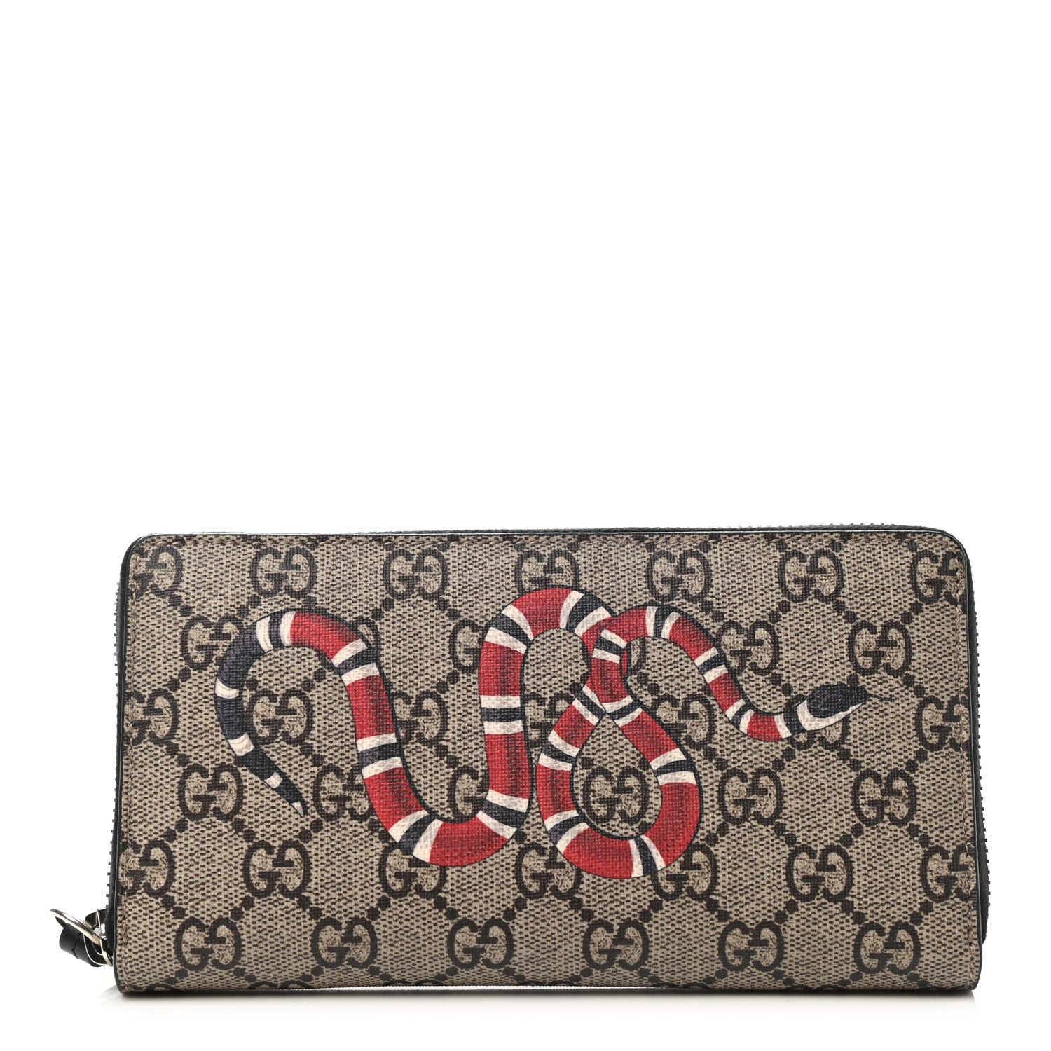 Gucci GG Supreme Monogram Kingsnake Zip Around Wallet Black 1 of 7