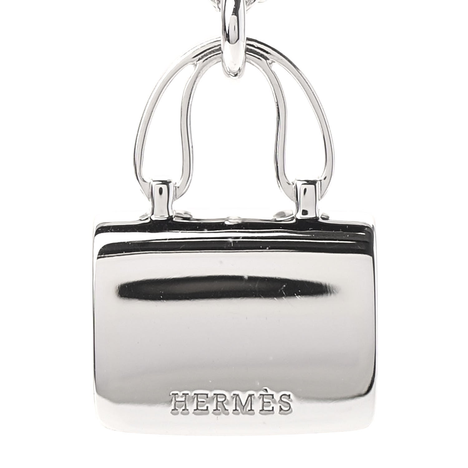 Hermes 18K White Gold Diamond Constance Amulettes Pendant Necklace 4 of 6