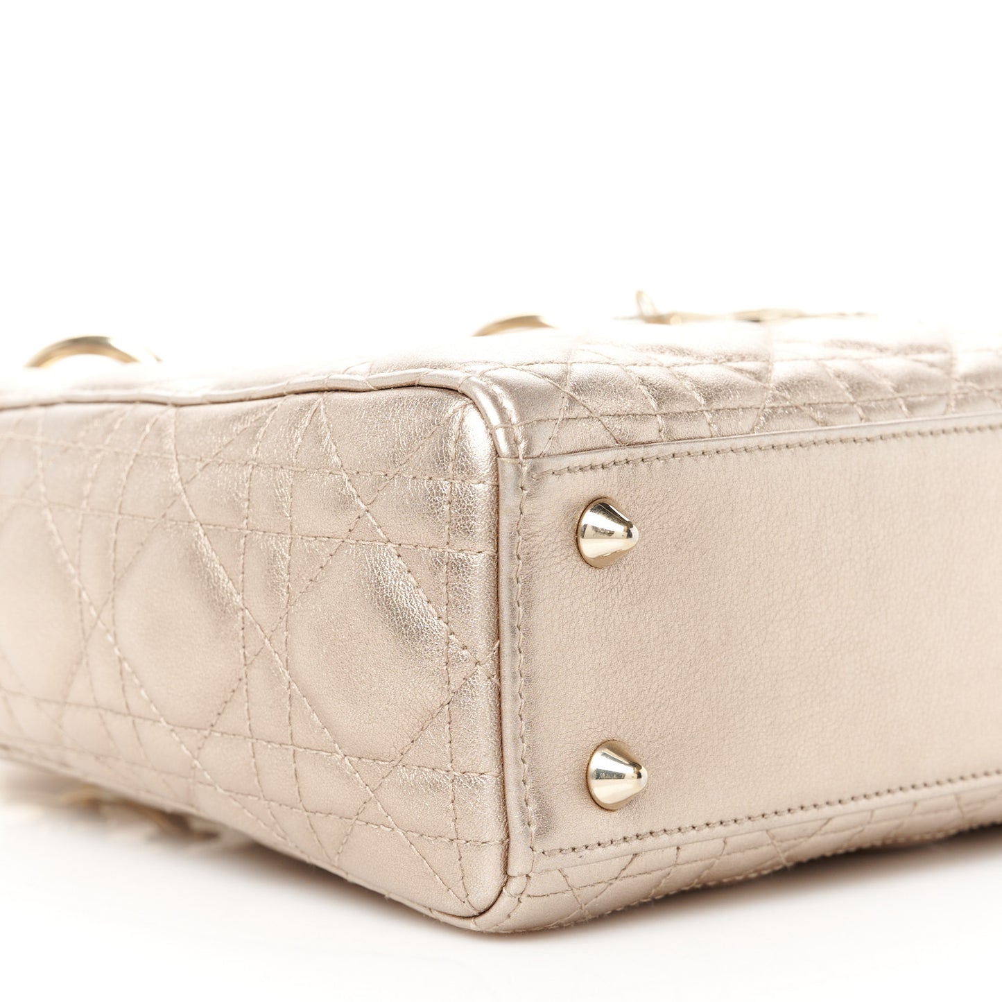 Metallic Lambskin Cannage Small My ABCDior Lady Dior Gold