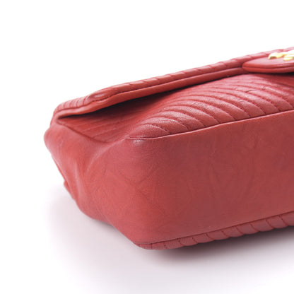 Chanel Calfskin Surpique Chevron Medium Flap Red 6 of 10