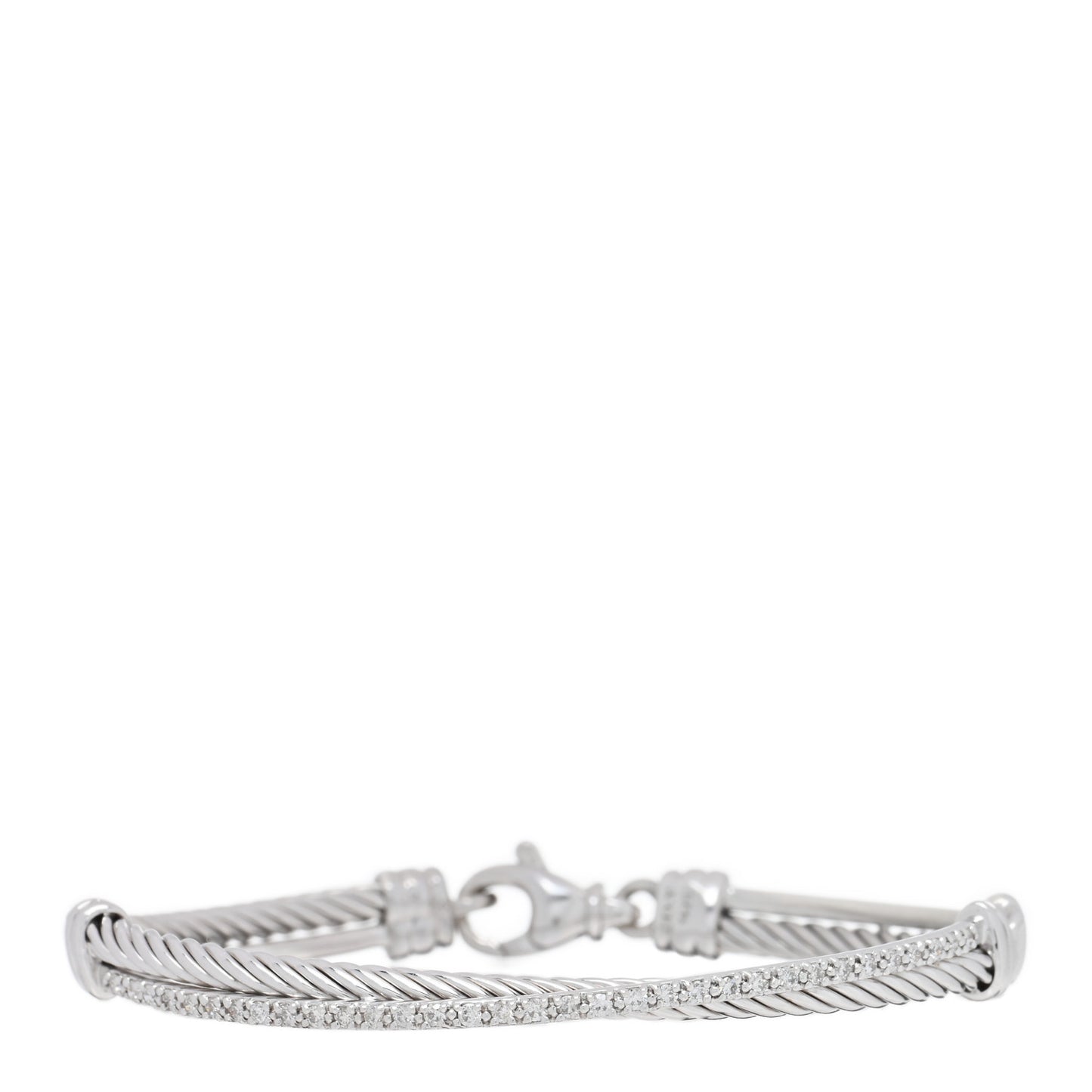 Sterling Silver Diamond 3mm Crossover Bracelet