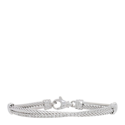 David Yurman Sterling Silver Diamond 3mm Crossover Bracelet 1 of 3