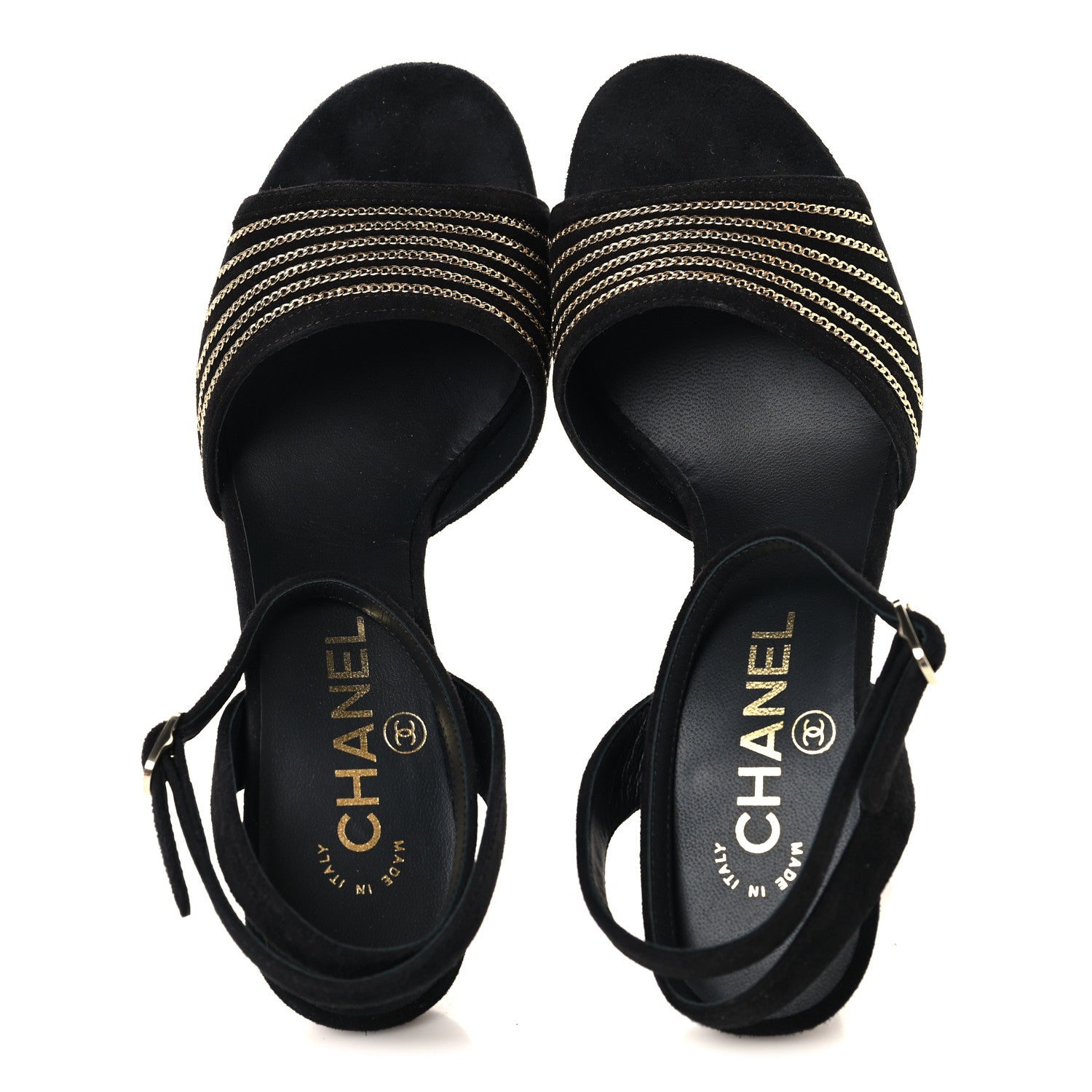 Chanel Suede Kidskin Chain Sandals  36 Black 2 of 10