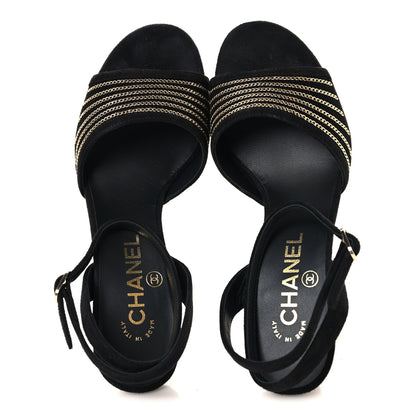 Chanel Suede Kidskin Chain Sandals  36 Black 2 of 10