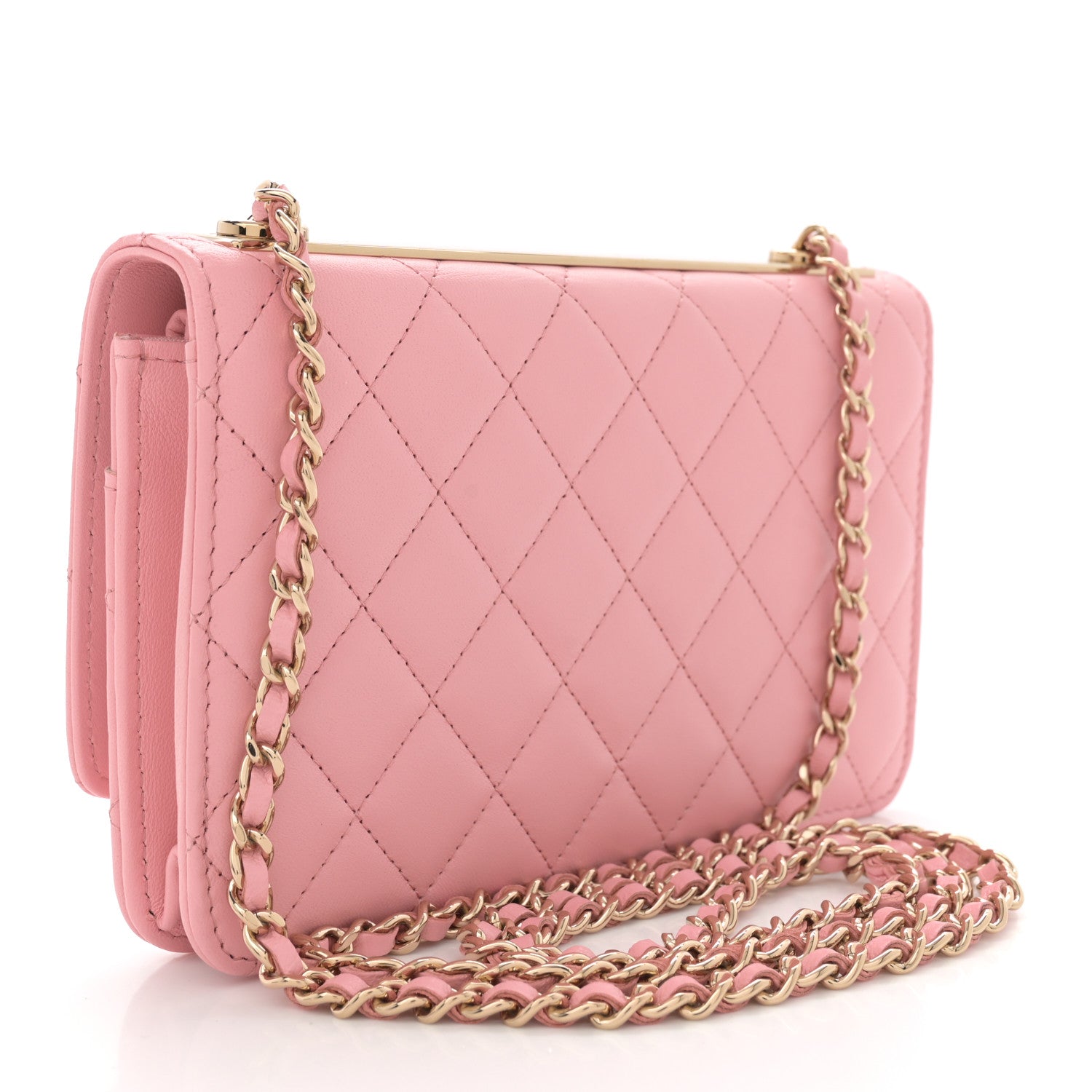Chanel Lambskin Quilted Trendy CC Wallet On Chain WOC Pink 3 of 11
