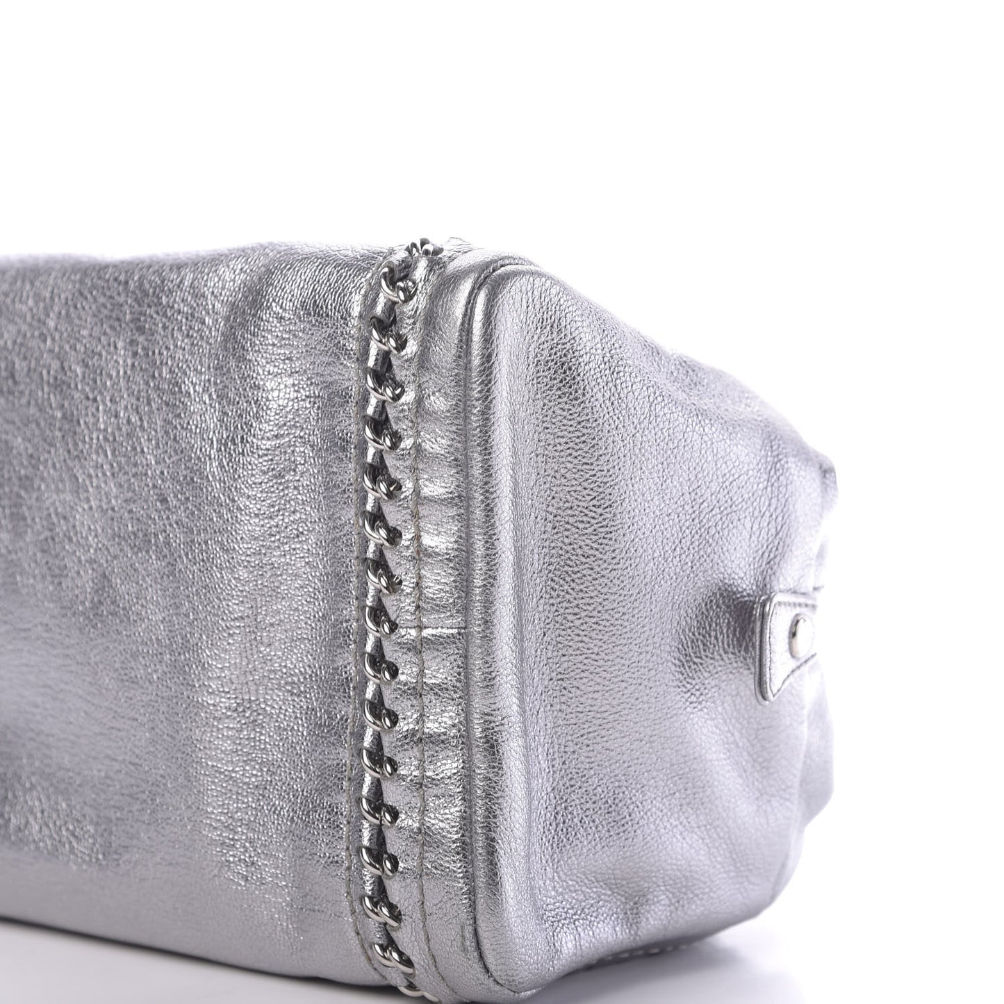 Metallic Goatskin Medium Luxe Ligne Bowler Silver