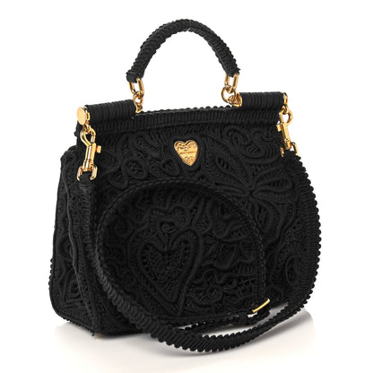 Dolce & Gabbana Cordonetto Lace Medium Miss Sicily Satchel Black 3 of 9