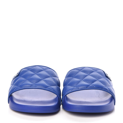Chanel Lambskin Quilted CC Mules Sandals 36 Dark Blue 2 of 10