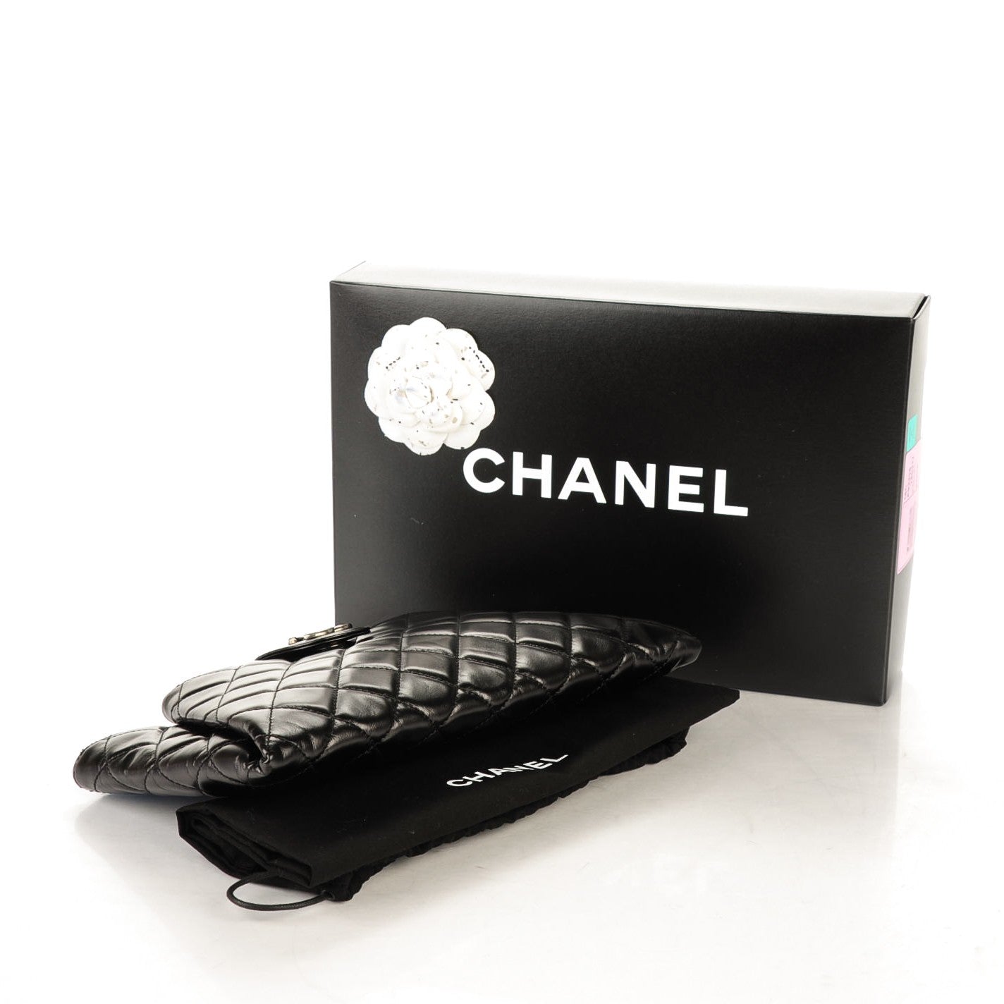 Chanel Glazed Calfskin Quilted Coco Pleats Clutch Black 4 of 7