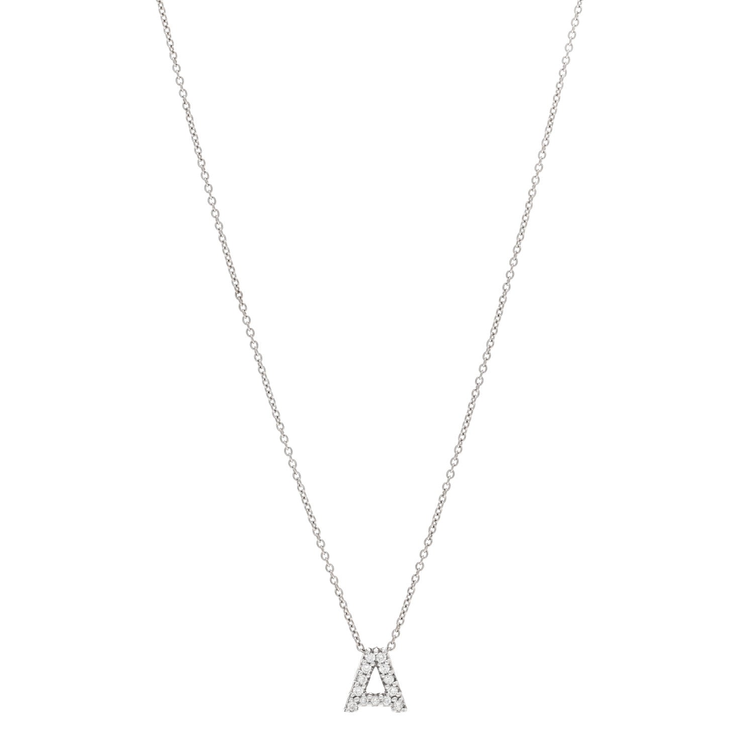 Roberto Coin 18K White Gold Diamond Love Letter A Pendant Necklace 1 of 4