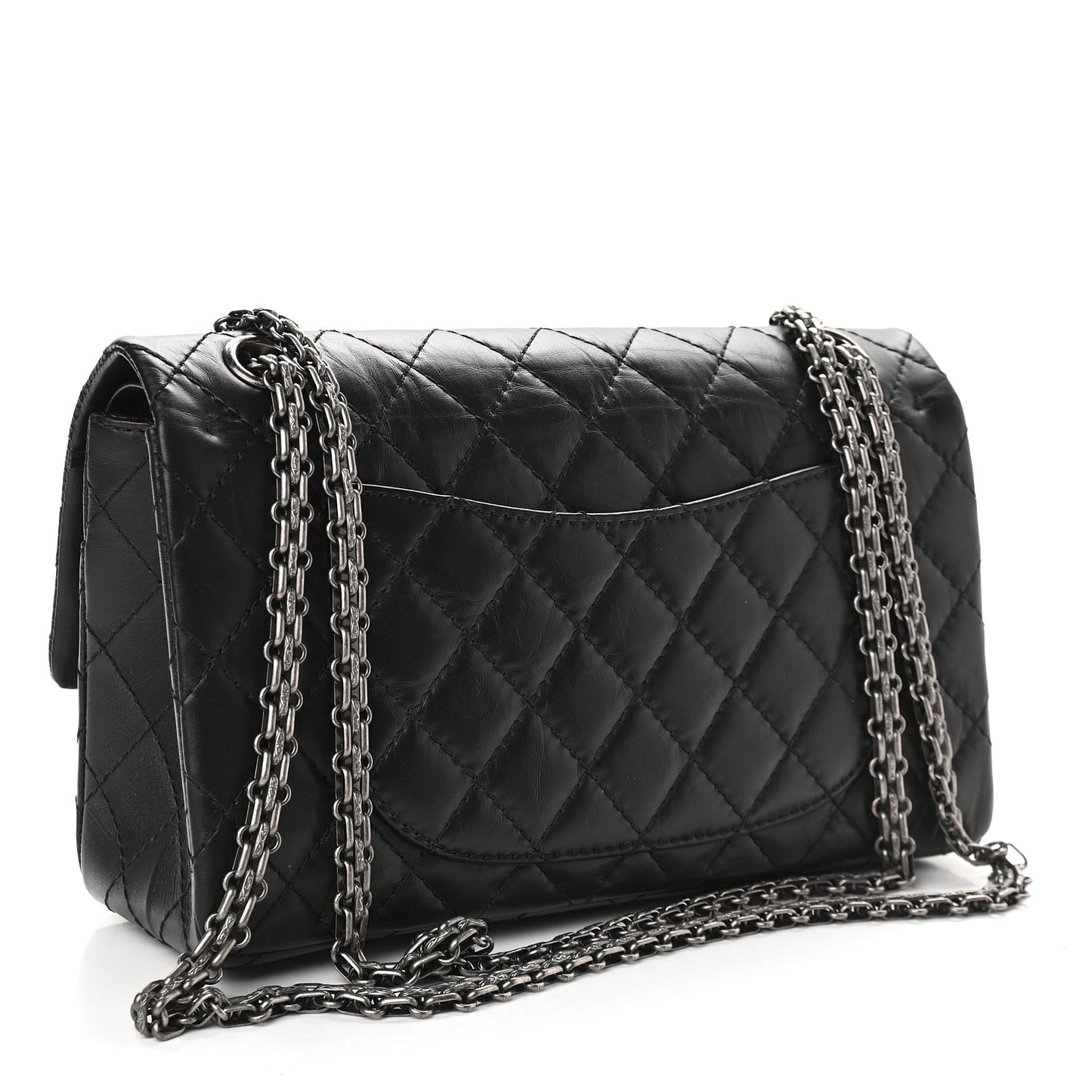 Aged Calfskin Quilted 2.55 Reissue 225 Flap Black