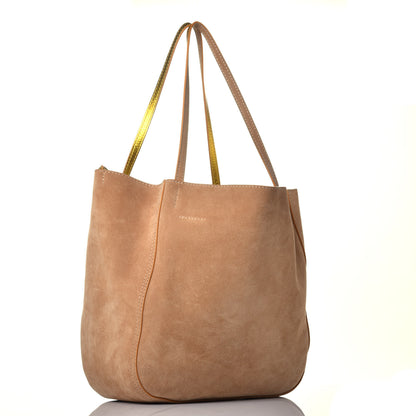 Jimmy Choo Metallic Nappa Suede Stevie Reversible Tote Saffron Caramel 5 of 17