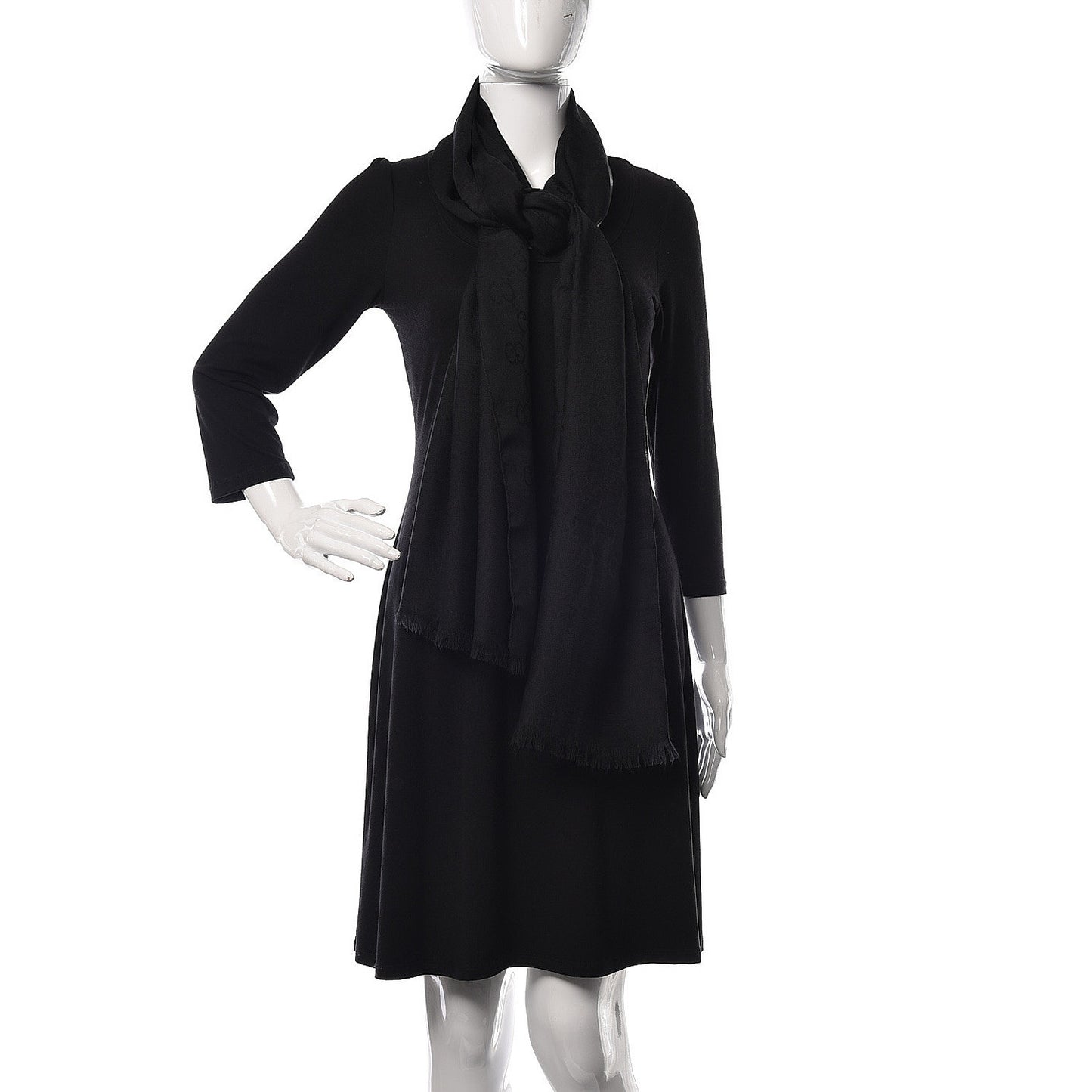 Wool Silk GG Monogram GGNat Scarf Black