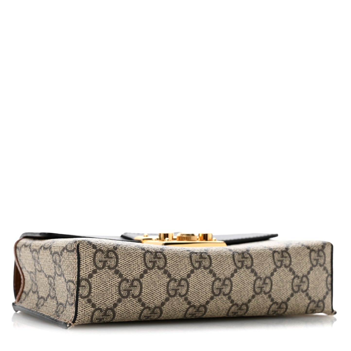 GG Supreme Monogram Calfskin Mini Padlock Top Handle Shoulder Bag Beige Black Cuir
