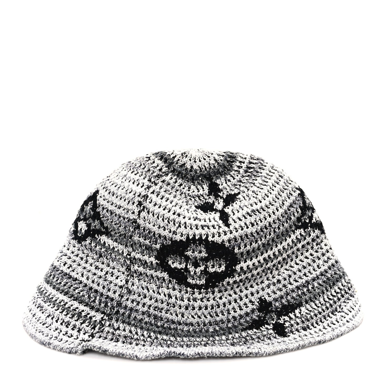 Crochet Monogram LV Bucket Hat S Grey Multicolor