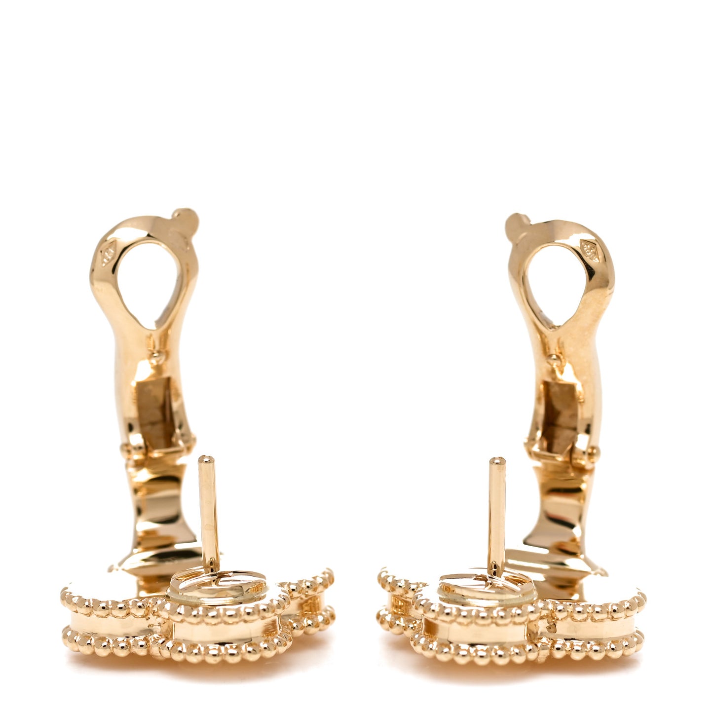 18K Yellow Gold Guilloche Vintage Alhambra Earrings