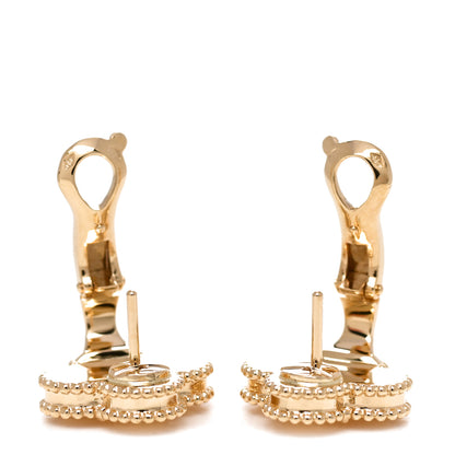 Van Cleef & Arpels 18K Yellow Gold Guilloche Vintage Alhambra Earrings 3 of 5