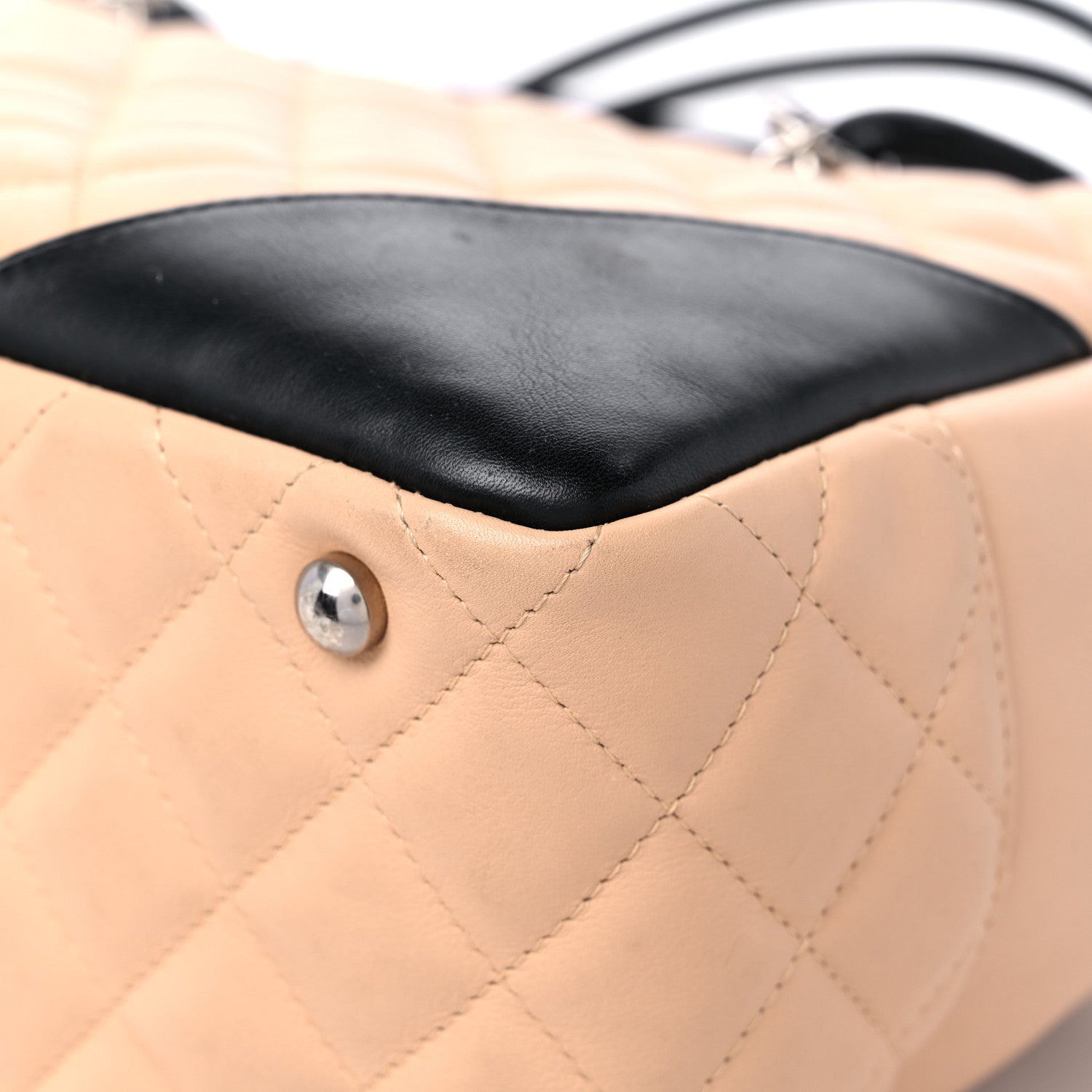 Chanel Calfskin Quilted Large Cambon Bowler Beige Black 9 of 14